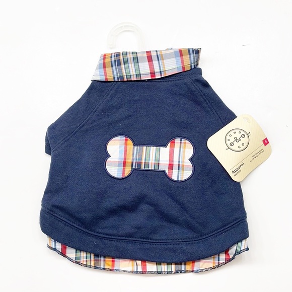 Bond & Co Dog New Bond Co Navy Multi Plaid Bone Collared Shirt Dog